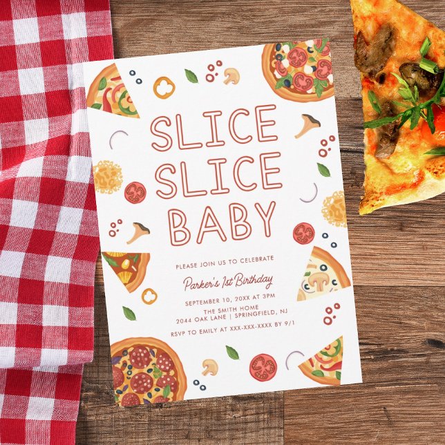 Invitación Nacimiento de Pizza de Bebé de Slice Moderno (Subido por el creador)