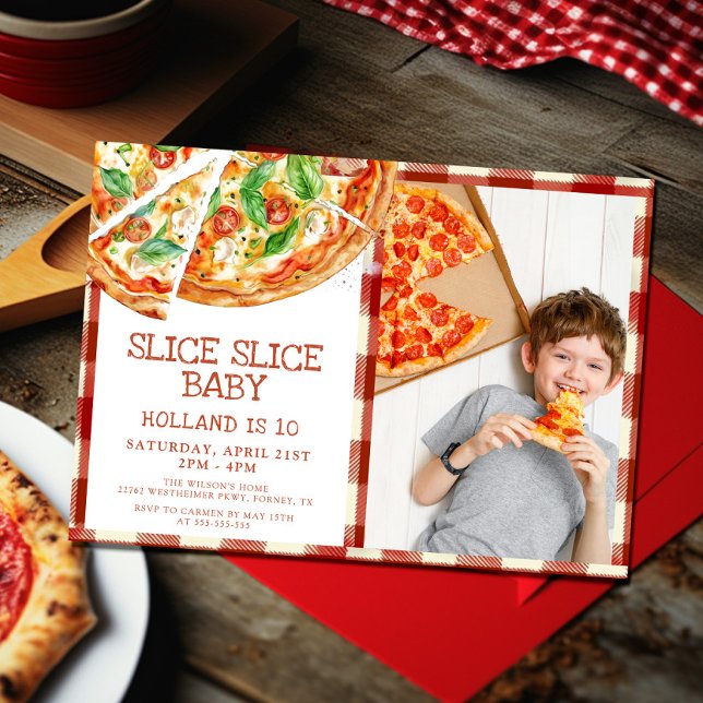 Invitación Nacimiento de Pizza de Bebé de Slice Moderno (Subido por el creador)