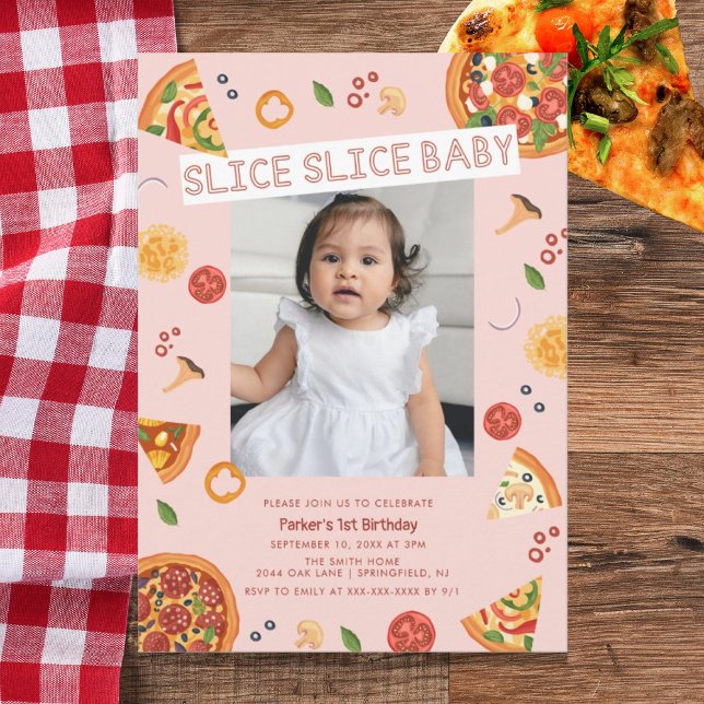 Invitación Nacimiento de Pizza de Bebé de Slice Moderno (Subido por el creador)