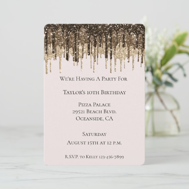 Invitación Nacimiento de Purpurinas de helados de chocolate (Anverso de pie)