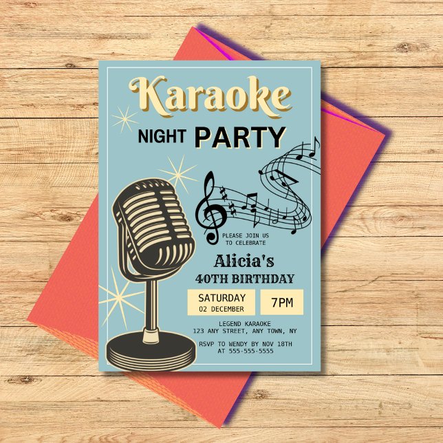 Invitación Nacimiento de Retro Karaoke Fiesta nocturno Verde  (Subido por el creador)