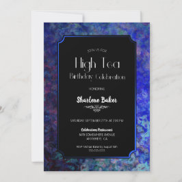 Invitación Nacimiento de Té Alto Negro con borde azul