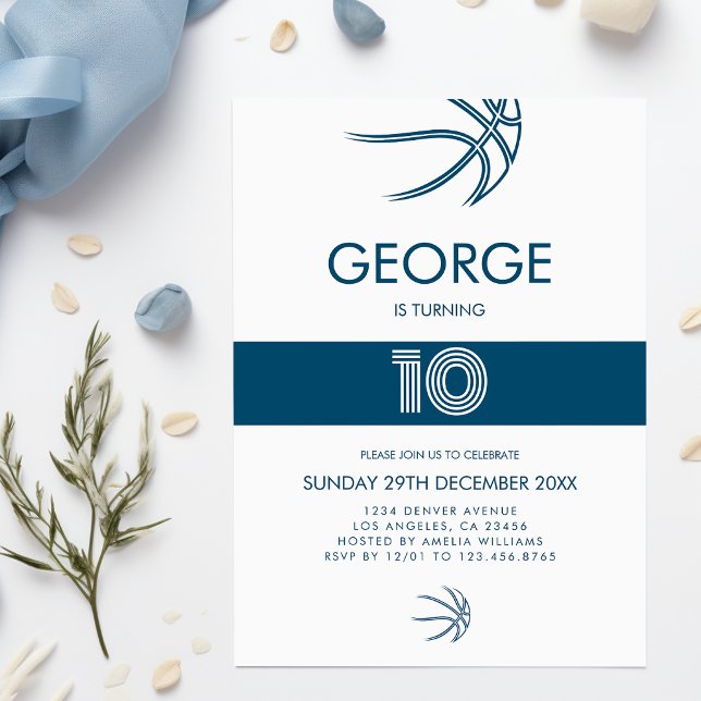 Invitación Nacimiento de un niño de baloncesto deportivo mode (Modern Sports Basketball Boy Birthday Invitation
)