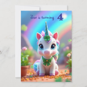 Invitación Nacimiento de unicornio y arcoiris, cumpleaños de 