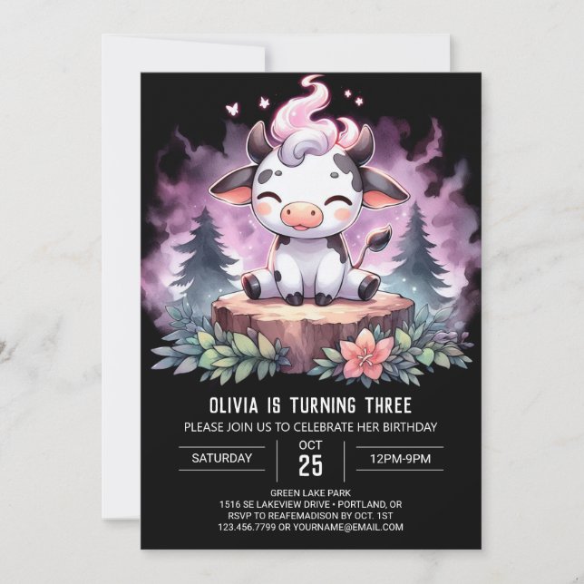 Invitación Nacimiento de vaca infantil Barnyard (Anverso)