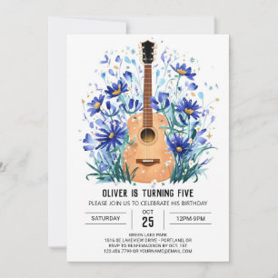 Invitación Nacimiento de Wildflowers Online Guitar Boy