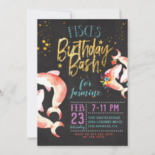 Invitación Nacimiento de Zodiac Pisces