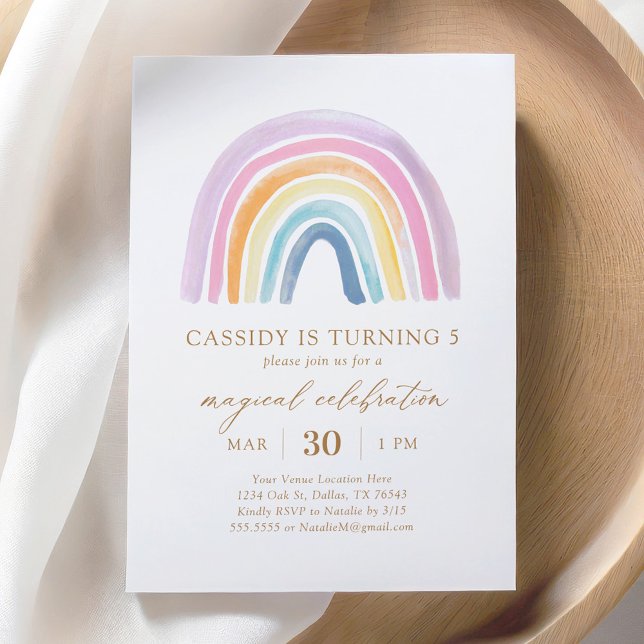 Invitación Nacimiento del arcoiris de la acuarela Pastel (Subido por el creador)