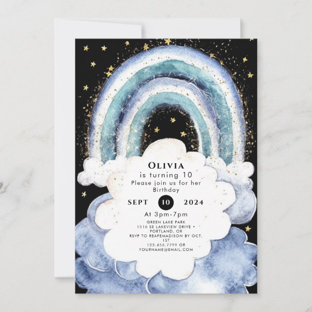 Invitación Nacimiento del arcoiris de Pastel Cute (Anverso)