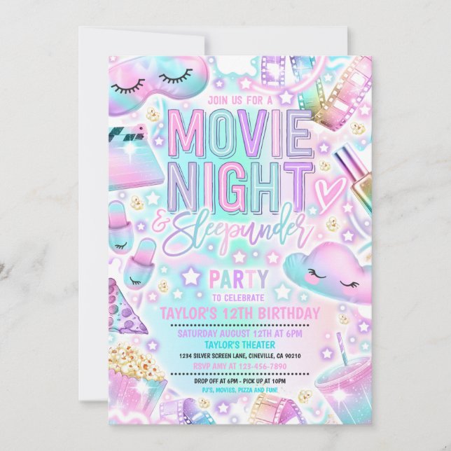 Invitación Nacimiento del arcoiris Pastel durante la noche de (Anverso)