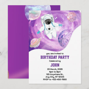 Invitación Nacimiento del astronauta de la galaxia del espaci