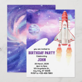 Invitación Nacimiento del astronauta de la galaxia del espaci