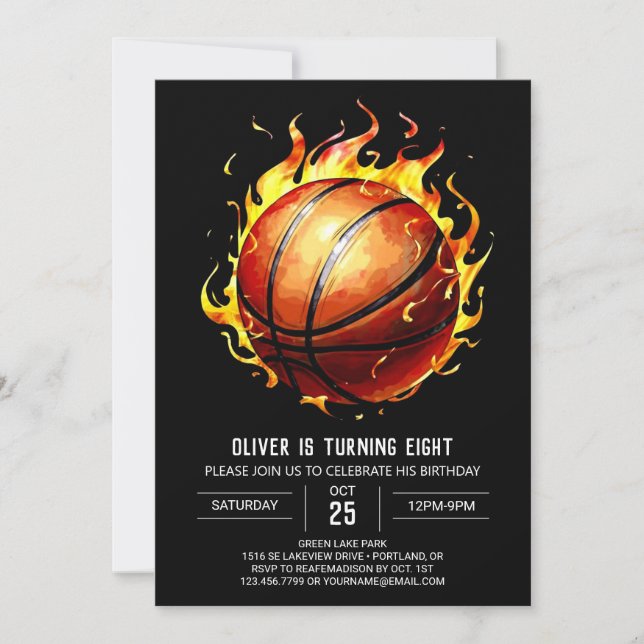 Invitación Nacimiento del Baloncesto Editable Boy Pastel (Anverso)