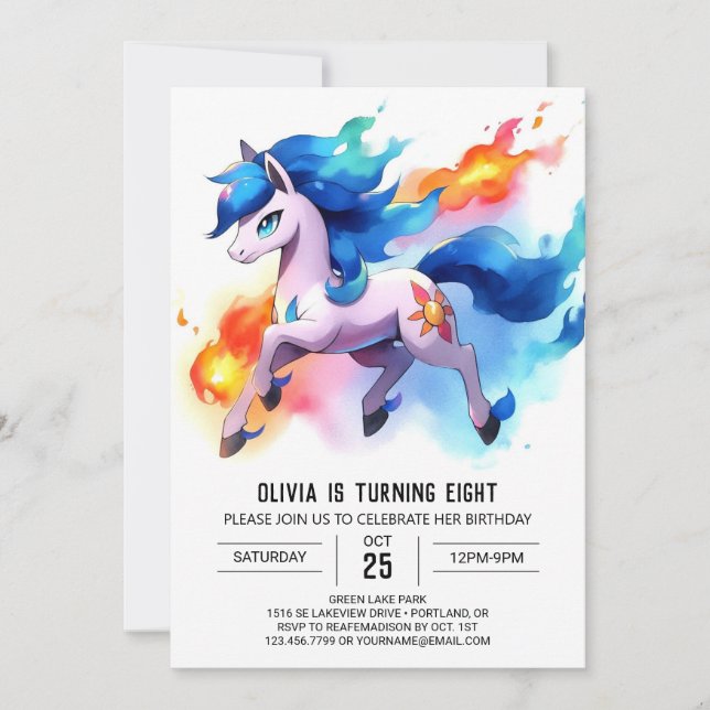 Invitación Nacimiento del caballo digital Pastel (Anverso)
