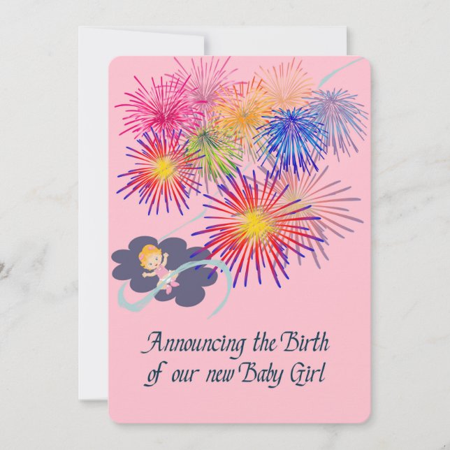 Invitación Nacimiento del Chica de Recién nacido c (Anverso)