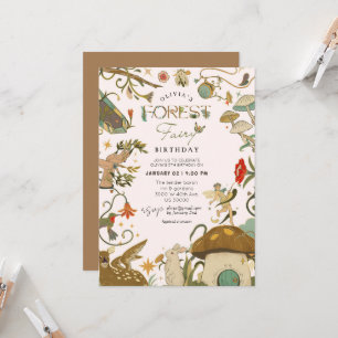Invitación Nacimiento del chica del hada del bosque de Mushro