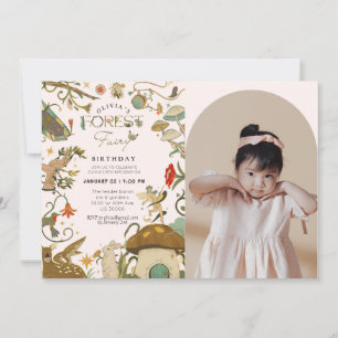 Invitación Nacimiento del chica del hada del bosque de Mushro