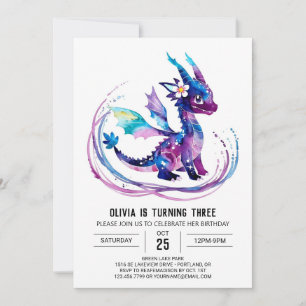 Invitación Nacimiento del Chica digital Purple Whimsical Drag