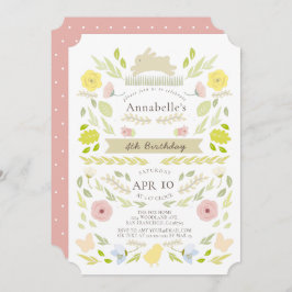 Invitación Nacimiento del Chica rosado del conejo floral de p