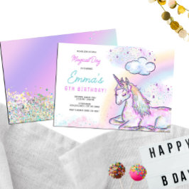Invitación Nacimiento del Día Mágico de la Unicornio de Acuar