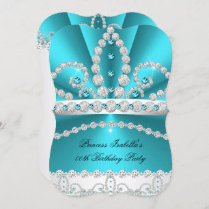 Invitación Nacimiento del Diamante Azul Verde azulado Tiara 2