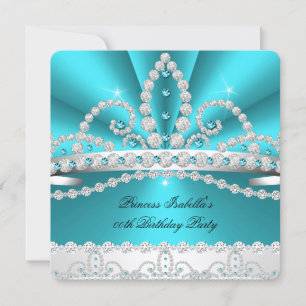 Invitación Nacimiento del Diamante Azul Verde azulado Tiara 2
