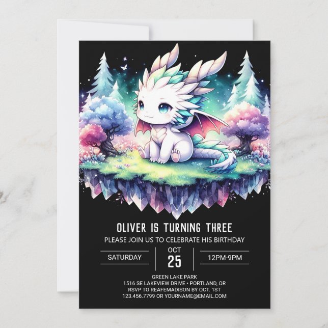 Invitación Nacimiento del dragón natural digital (Anverso)