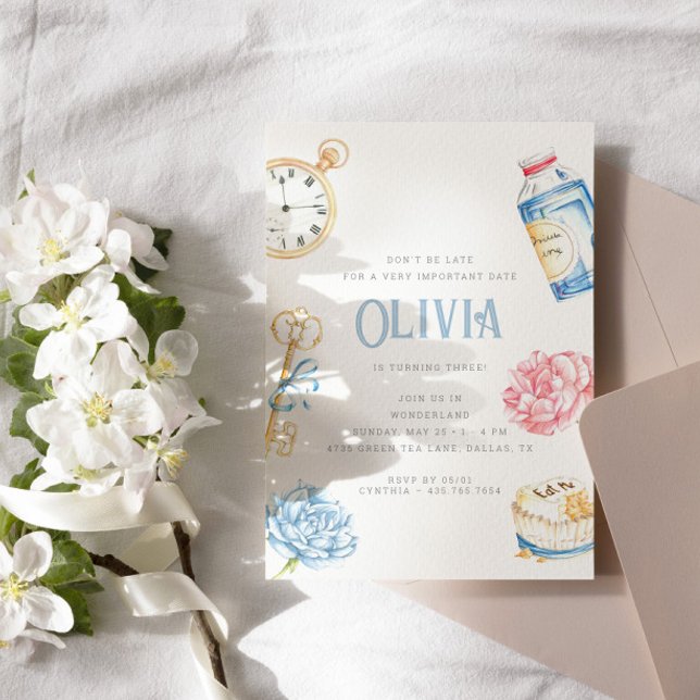 Invitación Nacimiento del Fiesta del té infantil Wonderland (Subido por el creador)