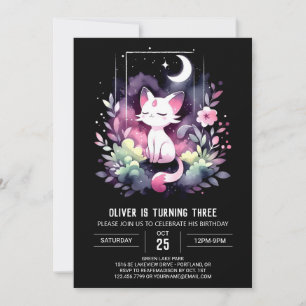 Invitación Nacimiento del gato Pastel Adorable