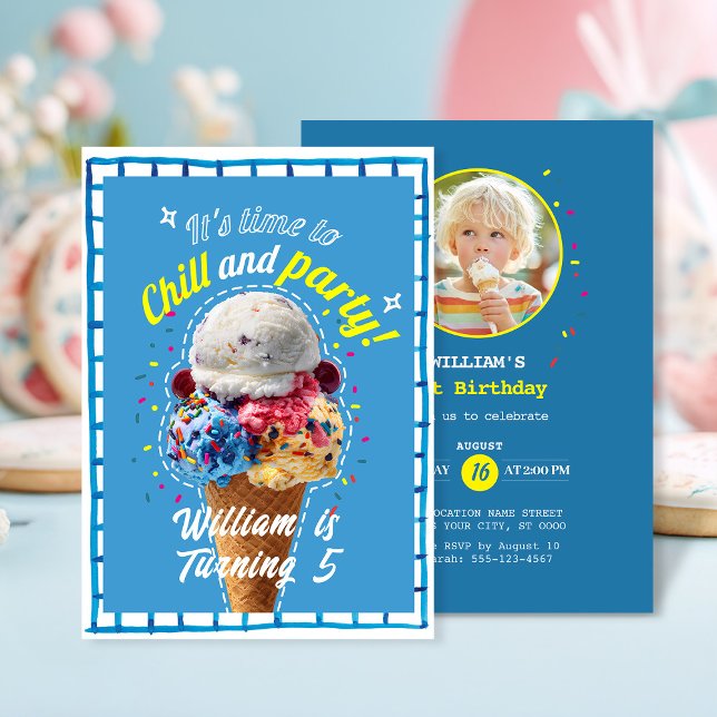 Invitación Nacimiento del helado Chill y Fiesta (Subido por el creador)