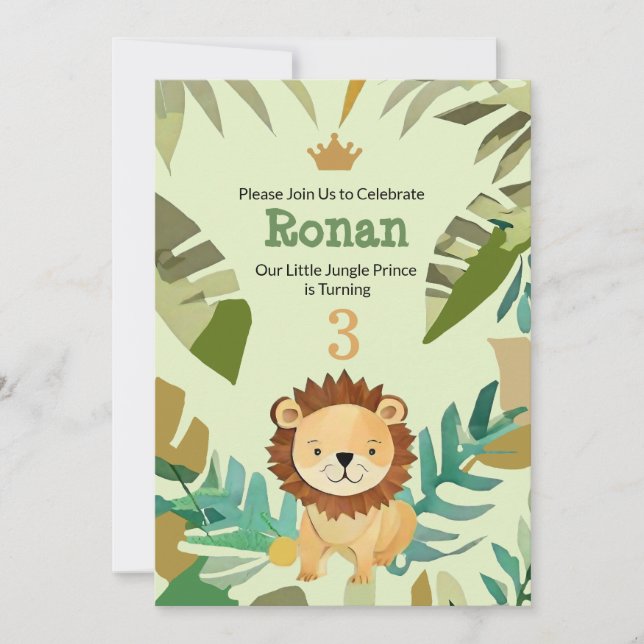Invitación Nacimiento del León del Principito de la Pequeña J (Anverso)
