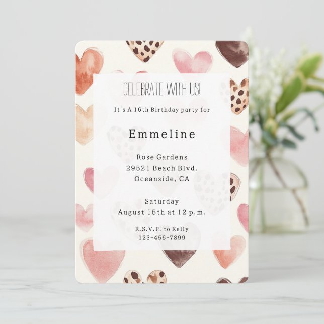 Invitación Nacimiento del leopardo de los corazones de los cr (Anverso de pie)