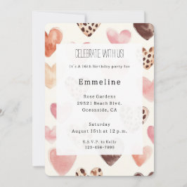 Invitación Nacimiento del leopardo de los corazones de los cr