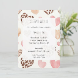 Invitación Nacimiento del leopardo marrón crema rosa