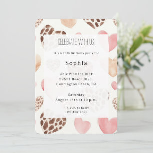 Invitación Nacimiento del leopardo marrón crema rosa