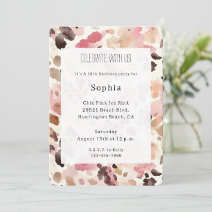 Invitación Nacimiento del leopardo marrón crema rosa