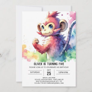 Invitación Nacimiento del mono de Kids Pastel
