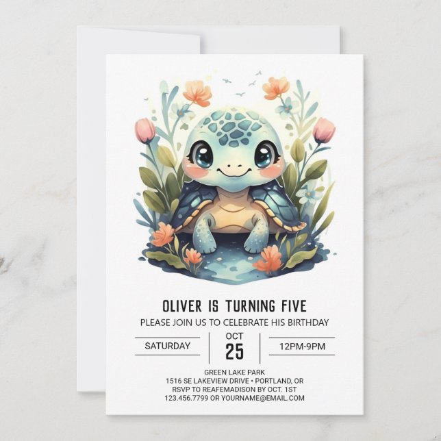 Invitación Nacimiento del niño acuático marino feliz de la to (Anverso)