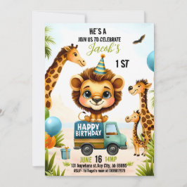 Invitación Nacimiento del niño de animales de Safari de la Se