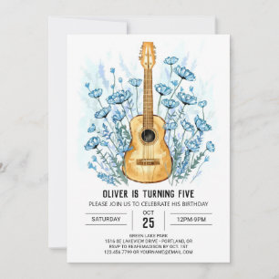Invitación Nacimiento del niño de guitarra acústica