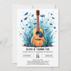 Invitación Nacimiento del niño de guitarra pastel de un músic