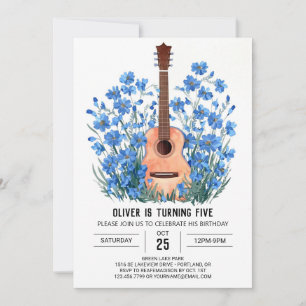 Invitación Nacimiento del niño de la guitarra azul digital