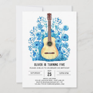 Invitación Nacimiento del niño de la guitarra mágica de la mú