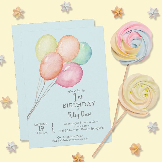 Invitación Nacimiento del niño de los globos acuáticos (Subido por el creador)