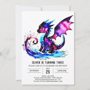 Invitación Nacimiento del niño digital Dragon colorido mágico