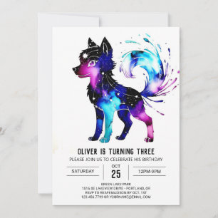 Invitación Nacimiento del niño digital Pastel Cute Wolf