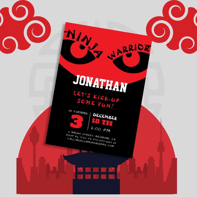 Invitación Nacimiento del niño Ninja Warrior Eyes (Subido por el creador)