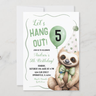 Invitación Nacimiento del niño Sloth Green hecho a mano