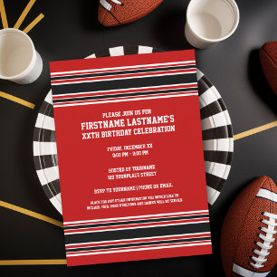 Invitación Nacimiento del nombre de Jersey de Red Black Team