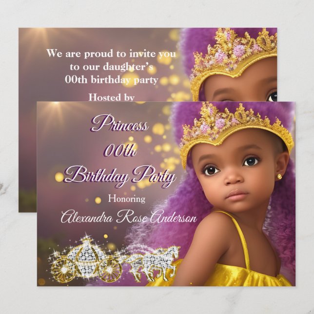 Invitación Nacimiento del partido de las princesas tiara mora (Anverso / Reverso)